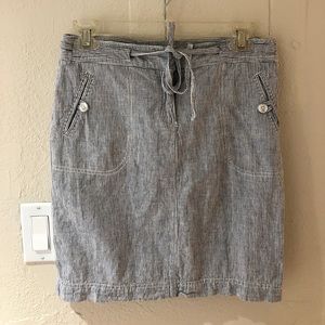 Pinstripe linen skirt with back slit